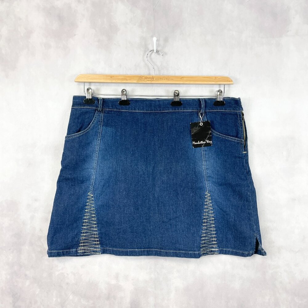 Manhattan Way Women Skirt Plus Size 24 Stretch Denim Mini‎ Y2K Streetwear Indie